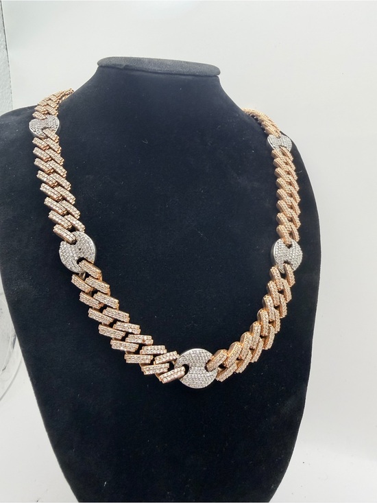 Other - Rose Gold & Silver Pave Cuban Link Necklace - Luxury Jewelry